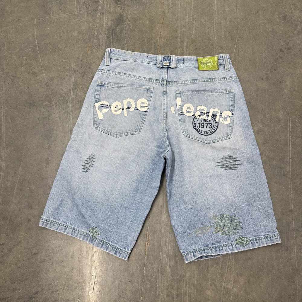 Vintage Pepe Jeans Shorts Mens 38 Blue Jorts Denim Baggy Skater Y2K Hip Hop